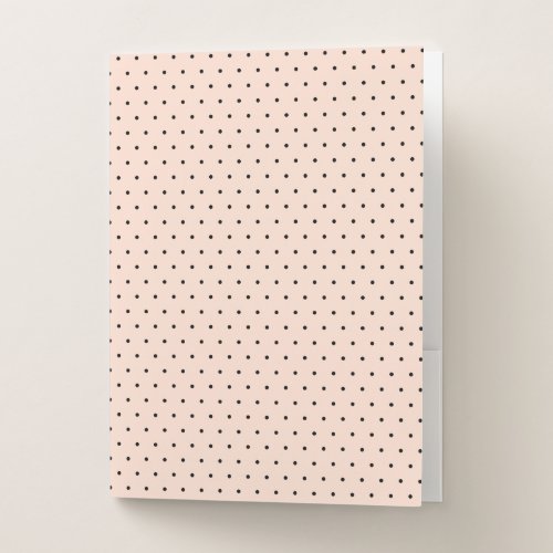 Small Black Polka Dots on Custom Color Peach Pocket Folder