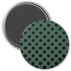 Small black polka dots on dark green magnet