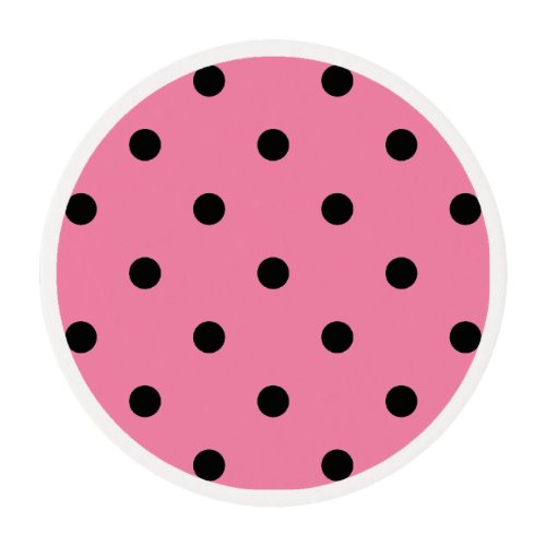 Small Black Polka Dots on hot pink Edible Frosting Rounds