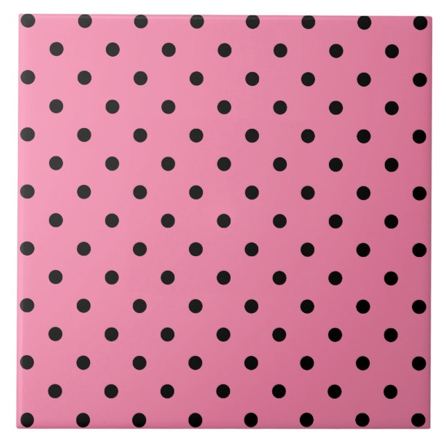 Small Black Polka Dots on hot pink Tile (Front)