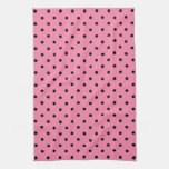 Small Black Polka Dots On Hot Pink Towel at Zazzle