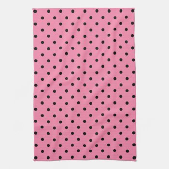 Small Black Polka Dots On Hot Pink Towel by sumwoman at Zazzle