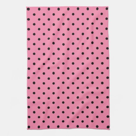 Small Black Polka Dots On Hot Pink Towel