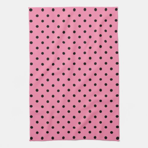 Small Black Polka Dots on hot pink Towel