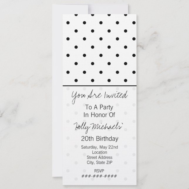 Small Black Polka Dots Party Invitation (Front)