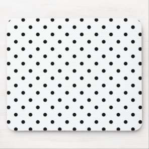 Small Black Polka dots white background Mouse Pad