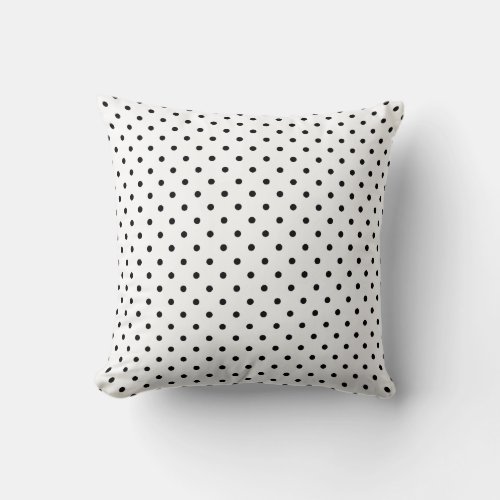 Small Black Polka dots white background Throw Pillow