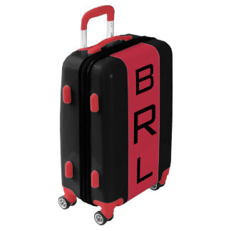 SMALL Black + Red Monogrammed Carry On Luggage