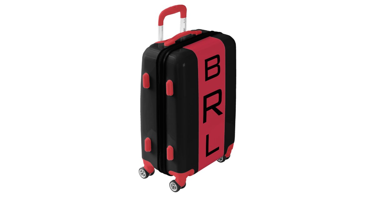 SMALL Black + Red Monogrammed Carry On Luggage Zazzle