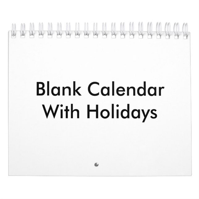 Small Blank Calendar With Holidays (Cover)