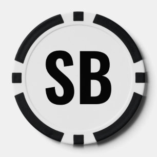 Small Blind SB Simple Black White Text Poker Chips