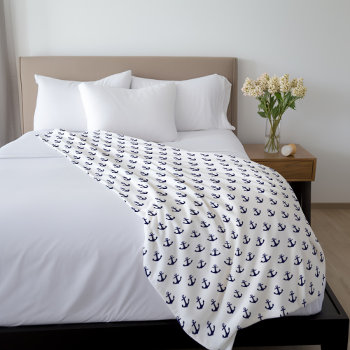 Small Blue Anchors Pattern Fleece Blanket by heartlocked at Zazzle
