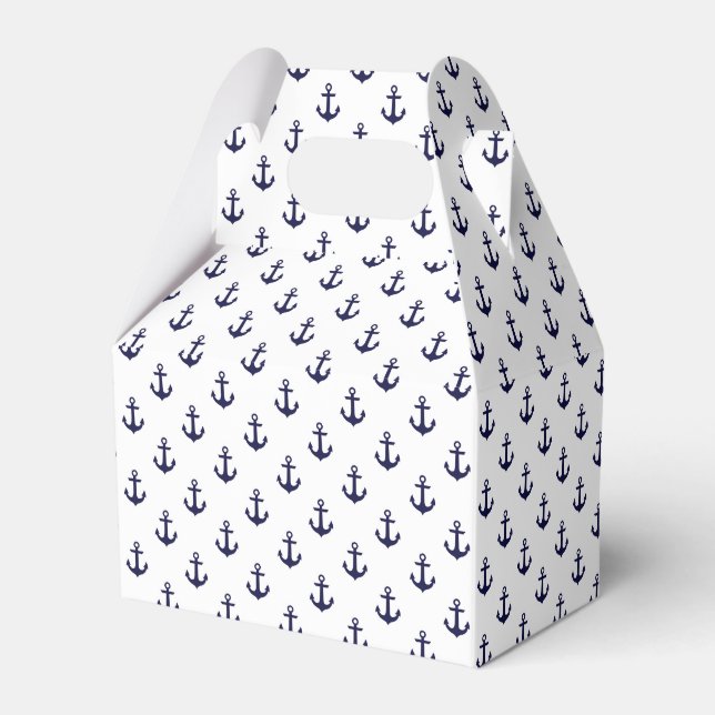 Small Blue and White Anchors Pattern Favor Boxes (Front Side)