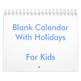 Small Blue Blank Calendar For Kids Holidays