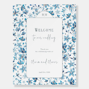 Small Blue Flowers Wedding Welcome Foam Board