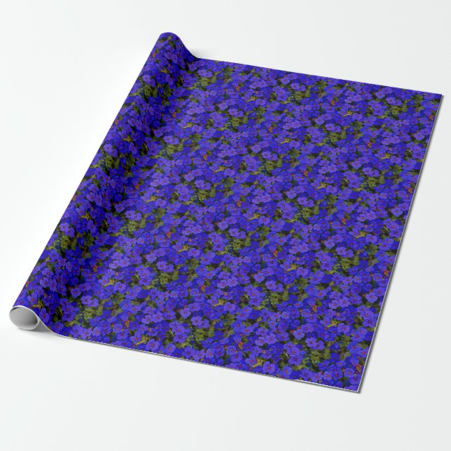Small Blue Flowers Wrapping Paper (Unrolled)