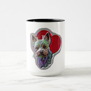 Small Blue Gold PopArt Yorkshire Yorkie Terrier Mug