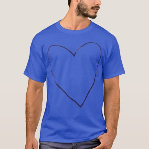 Small Blue Heart Line T_Shirt