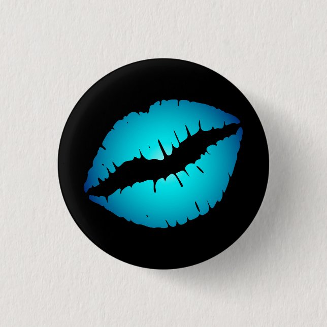 Small Blue Lips Button (Front)