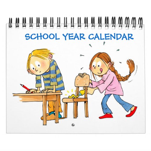 Small Blue School Year Calendar For Kids