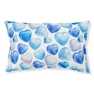 Small Blue Watercolor Heart Pattern Dog Bed