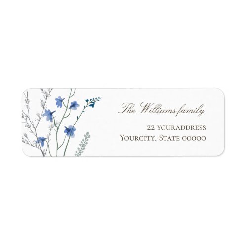 small blue wildflowers Return Address Label