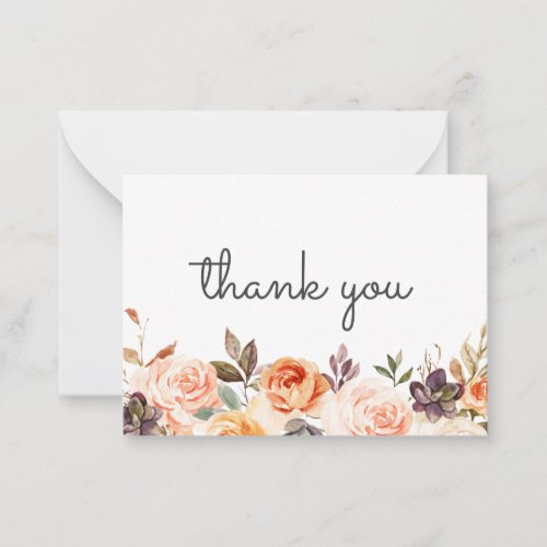 Small Blush  Peach Floral w Text Thank You Card 2