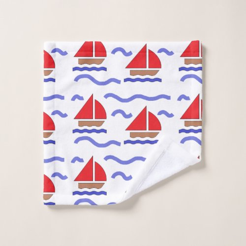 Small boat on sea wash cloth