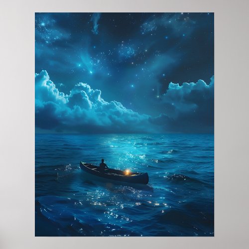 Small Boat on the Ocean Poster