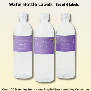 Small Bottle Labels, Purple Mauve Flowers  Water Bottle Label