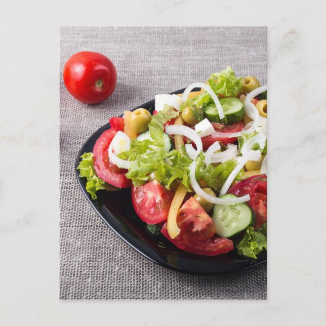 Small bowl of salad made from natural vegetables postcard (Front)