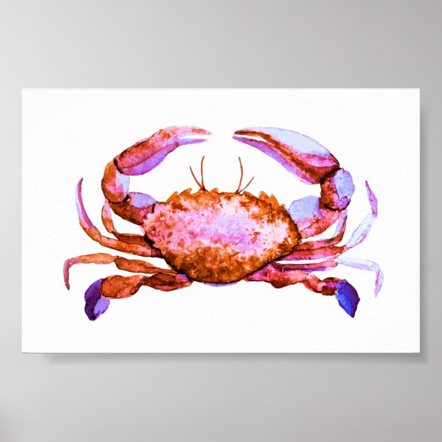 Small Box Red Crab Watercolor Print (Front)