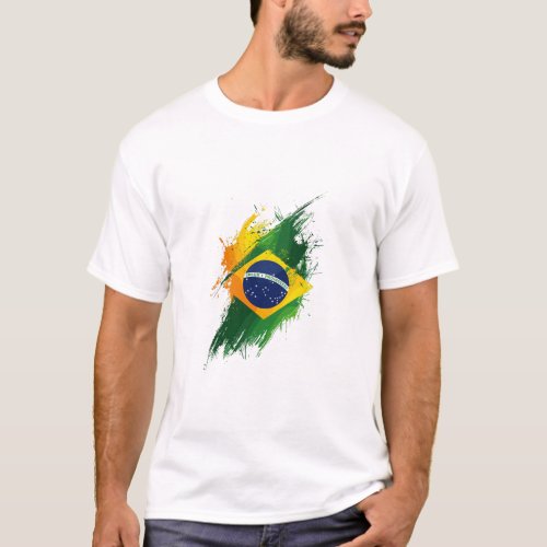 Small Brazil flag in the style of minimalist illus T_Shirt