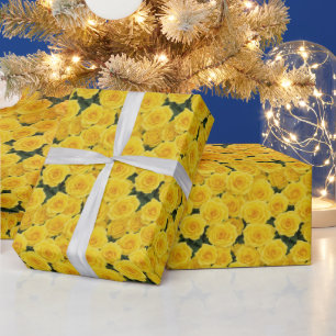 Small Bright Yellow Roses Wrapping Paper