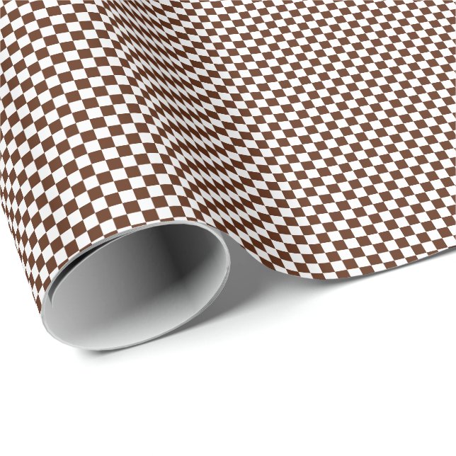 Small Brown and White Checks Wrapping Paper (Roll Corner)