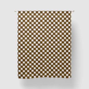 Small Brown & Antique White Checkers Blackout Curtains
