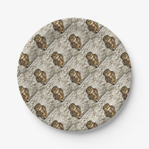 Small Brown Barn Owl Artistic Portrait Paper Plates