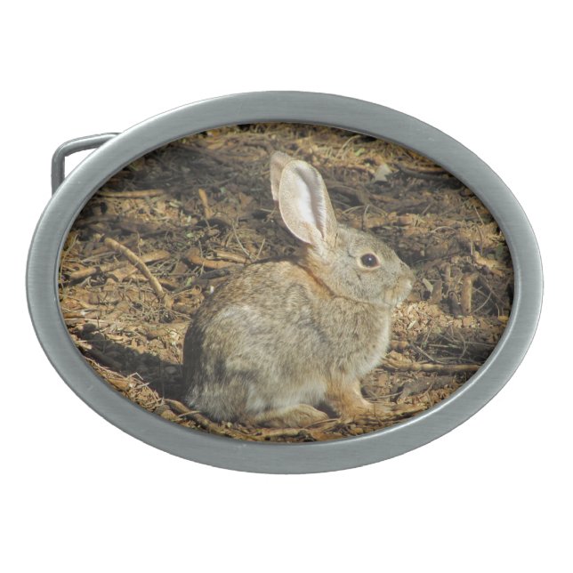 Small Brown Desert Bunny in Sun Photograph Belt Buckle (Front)