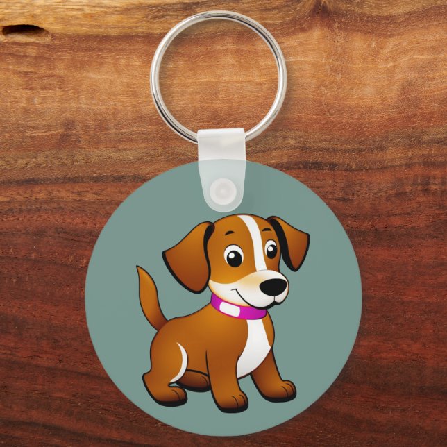 Small brown dog, standing -  keychain (Back)