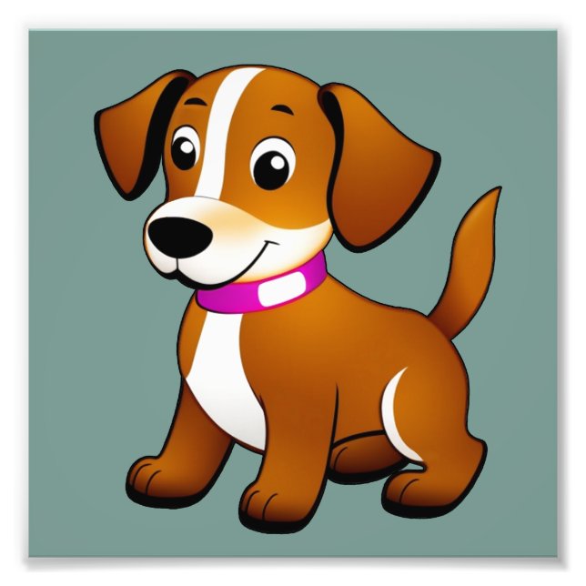 Small brown dog standing photo print (Front)