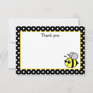 Small Bumble Bee Yellow Flat Thank You Note Cards