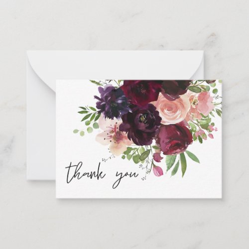 Small Burgundy  Blush Floral Thank You Card 2