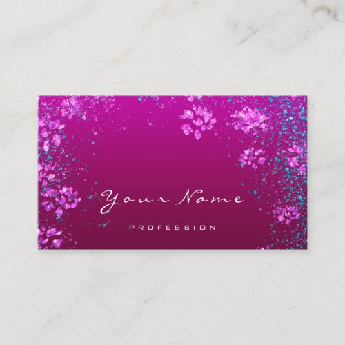 Small Business Beauty Floral QR LOGO Pink  Business Card