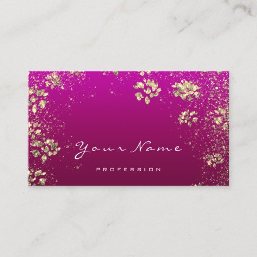 Small Business Beauty Floral QR LOGO Pink Gold Business Card