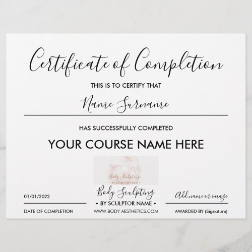 Small business certificate of completion