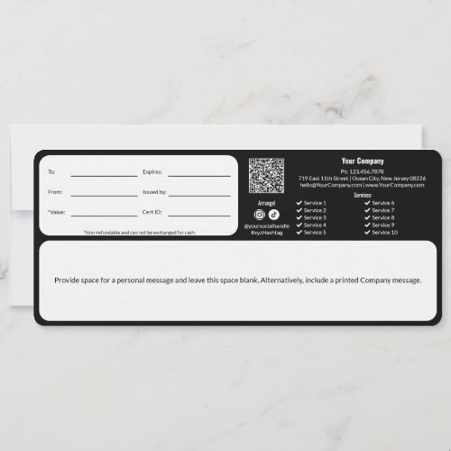 Small Business - Chic Black White Gift Certificate