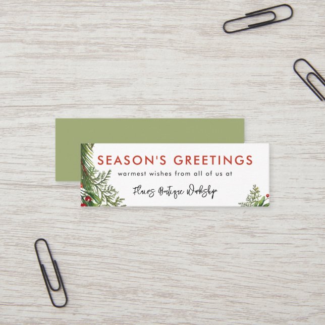 Small Business Christmas Festive Wreath Mini Business Card (Front/Back In Situ)