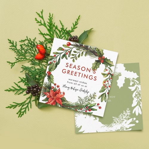 Small Business Christmas Festive Wreath Square Business Card