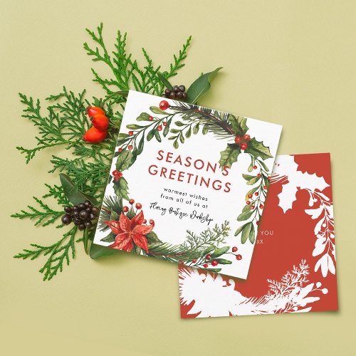 Small Business Christmas Festive Wreath Square Business Card