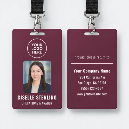 Small Business Company Logo Employee Photo ID Badge